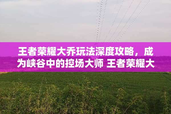 王者荣耀大乔玩法深度攻略，成为峡谷中的控场大师 王者荣耀大乔玩法攻略