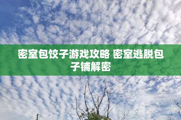 密室包饺子游戏攻略 密室逃脱包子铺解密