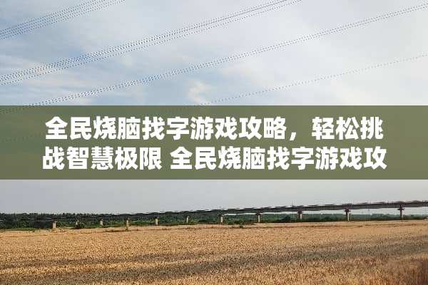 全民烧脑找字游戏攻略，轻松挑战智慧极限 全民烧脑找字游戏攻略