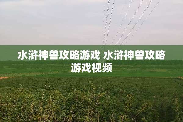 水浒神兽攻略游戏 水浒神兽攻略游戏视频