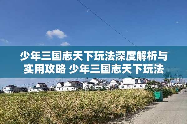 少年三国志天下玩法深度解析与实用攻略 少年三国志天下玩法