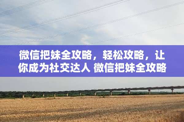 微信把妹全攻略，轻松攻略，让你成为社交达人 微信把妹全攻略