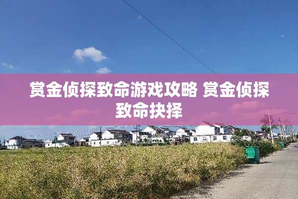 赏金侦探致命游戏攻略 赏金侦探致命抉择