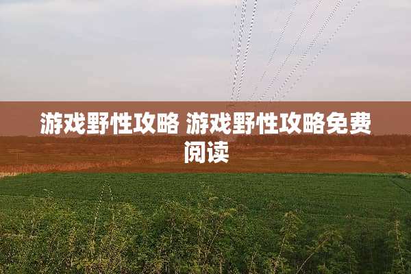 游戏野性攻略 游戏野性攻略免费阅读
