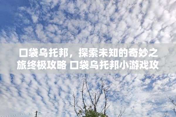 口袋乌托邦，探索未知的奇妙之旅终极攻略 口袋乌托邦小游戏攻略