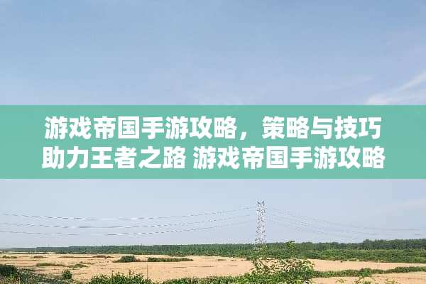 游戏帝国手游攻略，策略与技巧助力王者之路 游戏帝国手游攻略