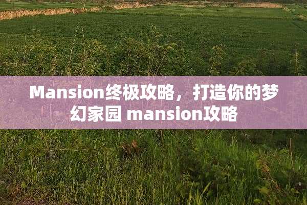 Mansion终极攻略，打造你的梦幻家园 mansion攻略