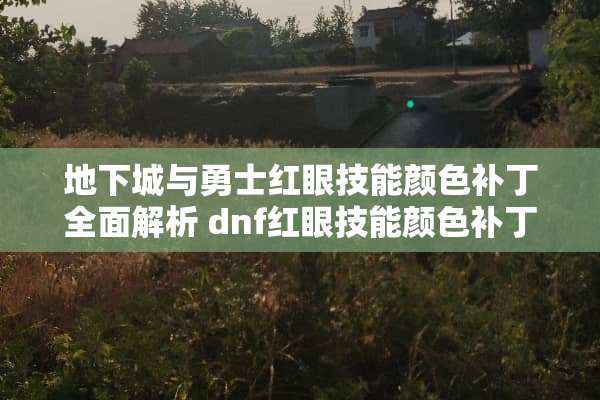 **城与勇士红眼技能颜色补丁全面解析 dnf红眼技能颜色补丁