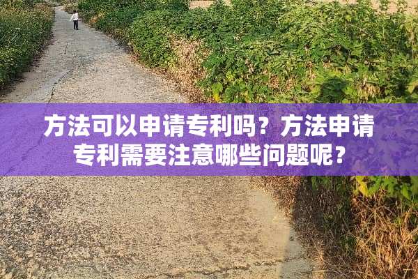 方法可以申请专利吗？方法申请专利需要注意哪些问题呢？