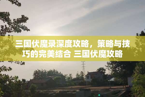 三国伏魔录深度攻略，策略与技巧的完美结合 三国伏魔攻略