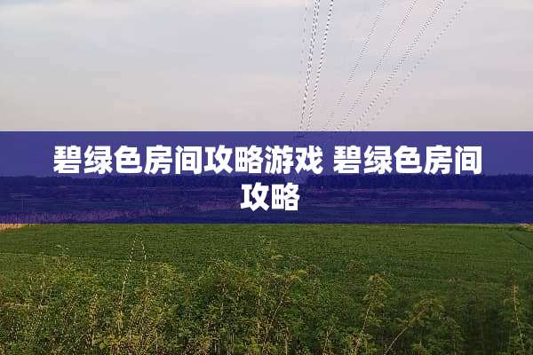 碧绿色房间攻略游戏 碧绿色房间 攻略