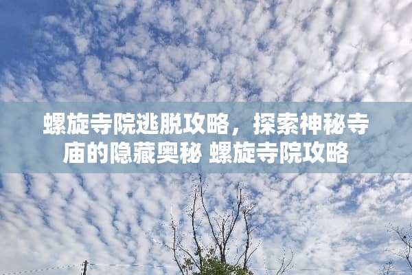 螺旋寺院逃脱攻略，探索神秘寺庙的隐藏奥秘 螺旋寺院攻略