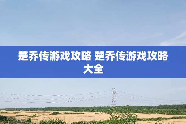 楚乔传游戏攻略 楚乔传游戏攻略大全
