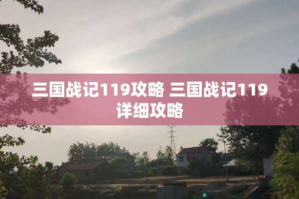 三国战记119攻略 三国战记119详细攻略