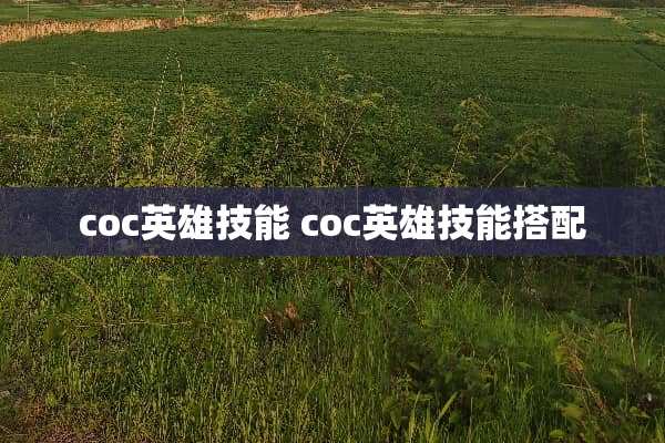 coc英雄技能 coc英雄技能搭配