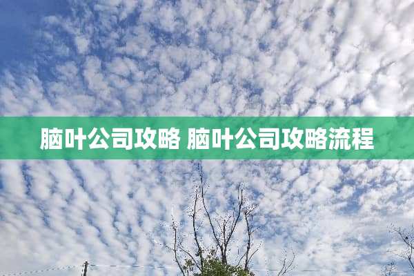 脑叶公司攻略 脑叶公司攻略流程