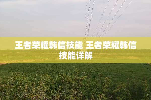 王者荣耀韩信技能 王者荣耀韩信技能详解