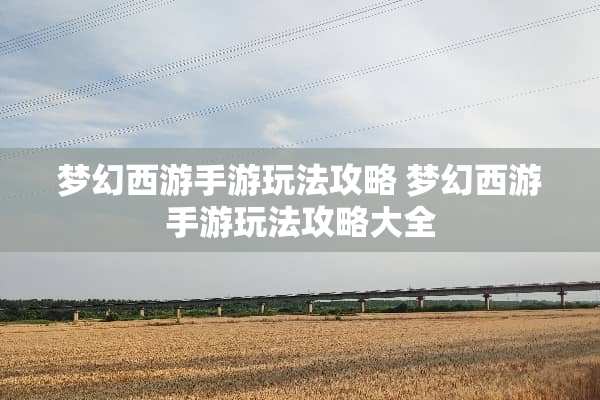 梦幻西游手游玩法攻略 梦幻西游手游玩法攻略大全