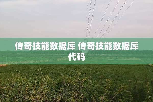 传奇技能数据库 传奇技能数据库代码