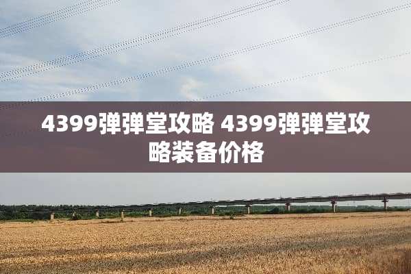 4399弹弹堂攻略 4399弹弹堂攻略装备价格