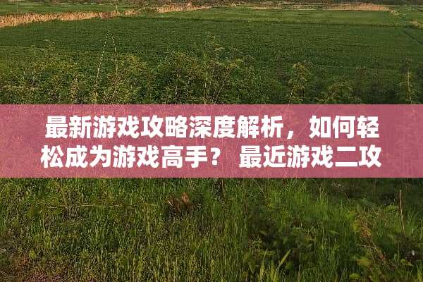最新游戏攻略深度解析，如何轻松成为游戏高手？ 最近游戏二攻略