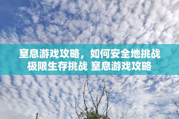 窒息游戏攻略，如何安全地挑战极限生存挑战 窒息游戏攻略