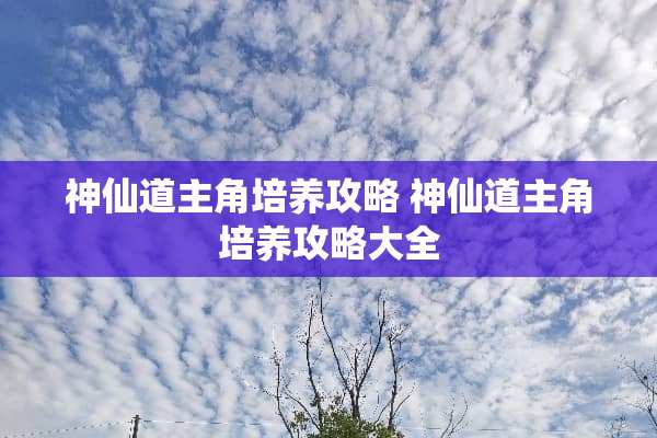 神仙道主角培养攻略 神仙道主角培养攻略大全