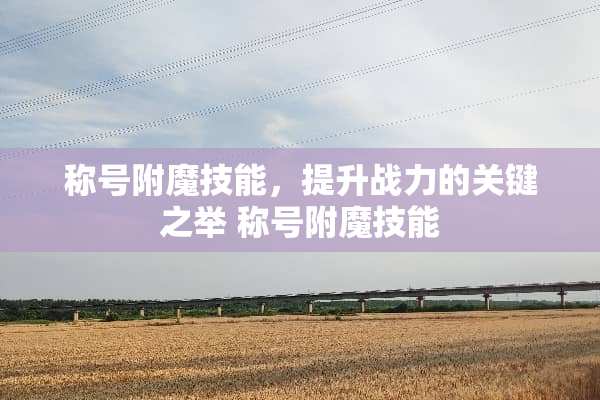 称号附魔技能，提升战力的关键之举 称号附魔技能