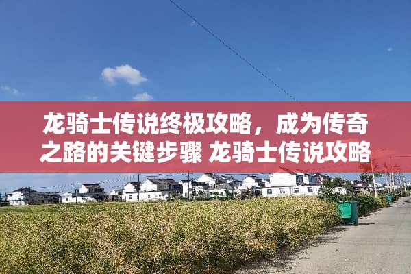龙骑士传说终极攻略，成为传奇之路的关键步骤 龙骑士传说攻略游戏