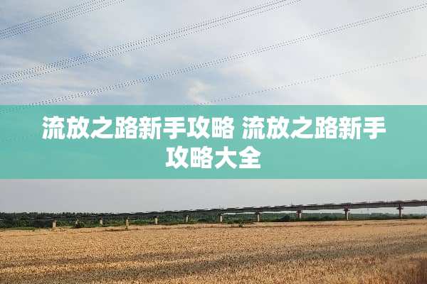 流放之路新手攻略 流放之路新手攻略大全