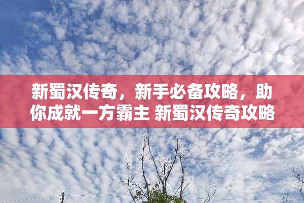 新蜀汉传奇，新手必备攻略，助你成就一方霸主 新蜀汉传奇攻略