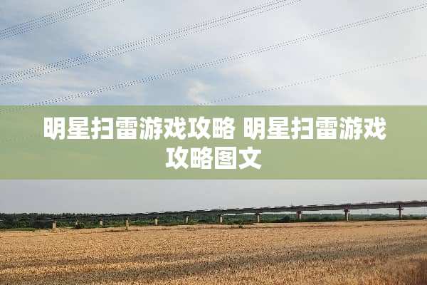 明星扫雷游戏攻略 明星扫雷游戏攻略图文