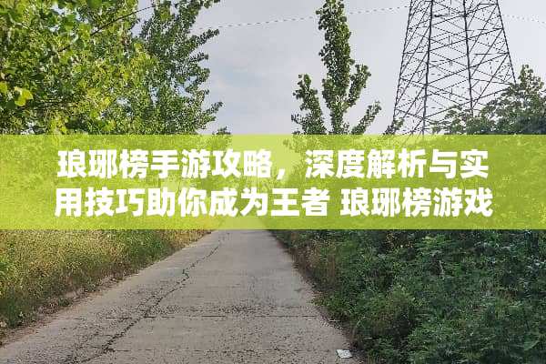 琅琊榜手游攻略，深度解析与实用技巧助你成为王者 琅琊榜游戏攻略