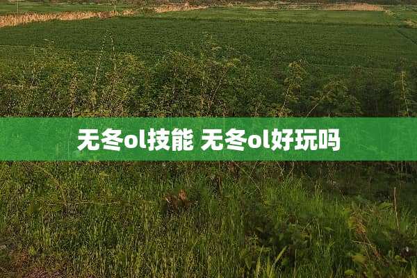 无冬ol技能 无冬ol好玩吗