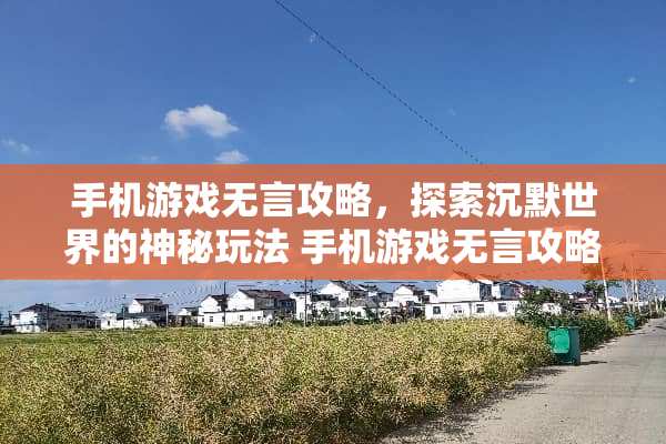 手机游戏无言攻略，探索沉默世界的神秘玩法 手机游戏无言攻略