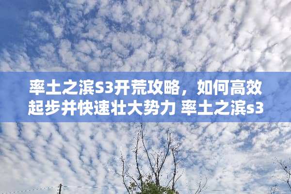 率土之滨S3开荒攻略，如何高效起步并快速壮大势力 率土之滨s3开荒攻略