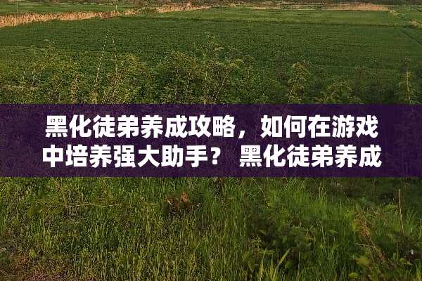 黑化徒弟养成攻略，如何在游戏中培养强大助手？ 黑化徒弟养成攻略