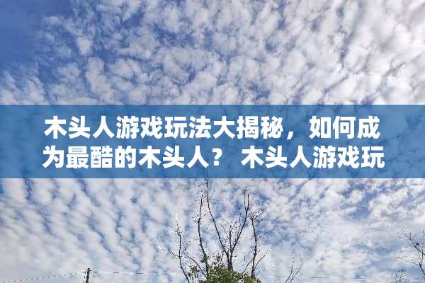 木头人游戏玩法大揭秘，如何成为最酷的木头人？ 木头人游戏玩法