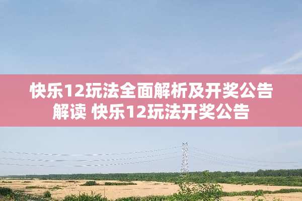快乐12玩法全面解析及**公告解读 快乐12玩法**公告