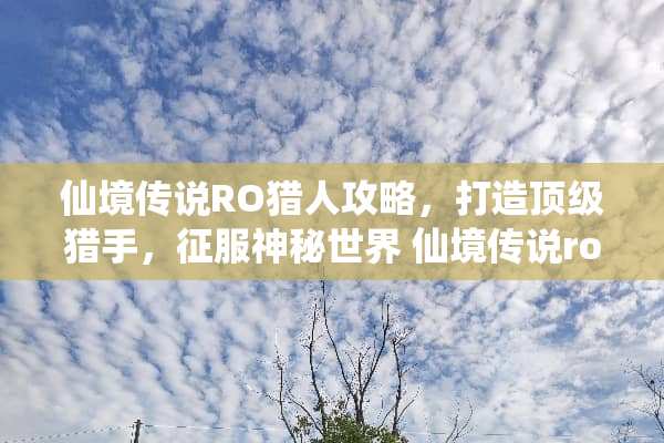 仙境传说RO猎人攻略，打造**猎手，征服神秘世界 仙境传说ro猎人攻略