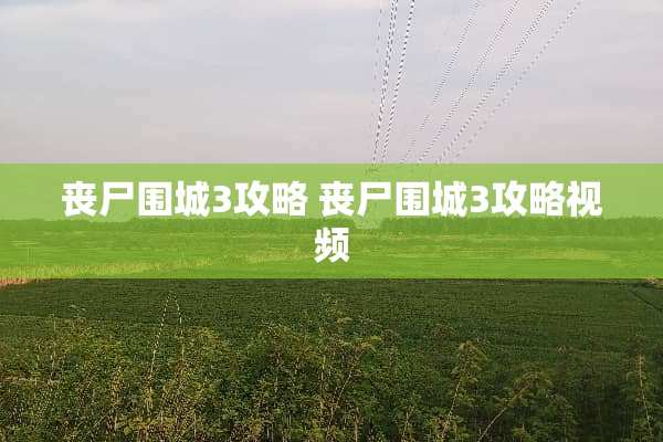 丧尸围城3攻略 丧尸围城3攻略视频