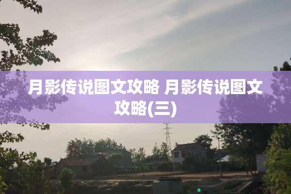月影传说图文攻略 月影传说图文攻略(三)