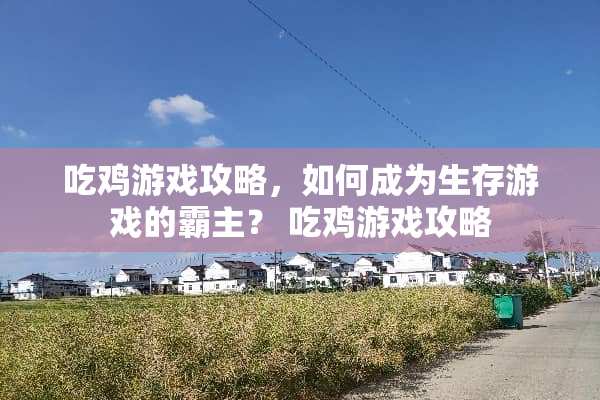 吃鸡游戏攻略，如何成为生存游戏的霸主？ 吃鸡游戏攻略