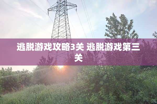 逃脱游戏攻略3关 逃脱游戏第三关