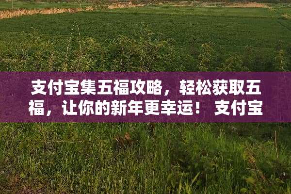 支付宝集五福攻略，轻松获取五福，让你的新年更幸运！ 支付宝集五福攻略