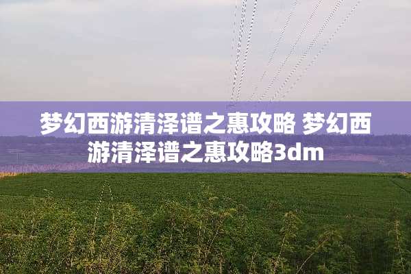 梦幻西游清泽谱之惠攻略 梦幻西游清泽谱之惠攻略3dm