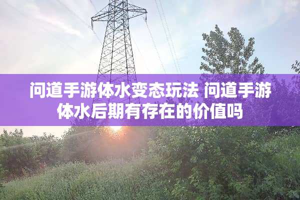 问道手游体水**玩法 问道手游体水后期有存在的价值吗
