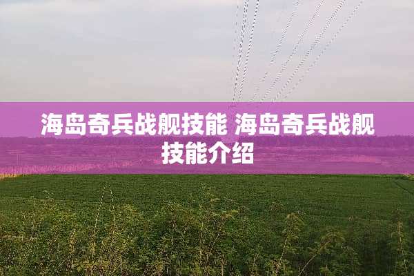 海岛奇兵战舰技能 海岛奇兵战舰技能介绍