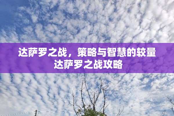 达萨罗之战，策略与智慧的较量 达萨罗之战攻略