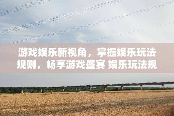 游戏娱乐新视角，掌握娱乐玩法规则，畅享游戏盛宴 娱乐玩法规则